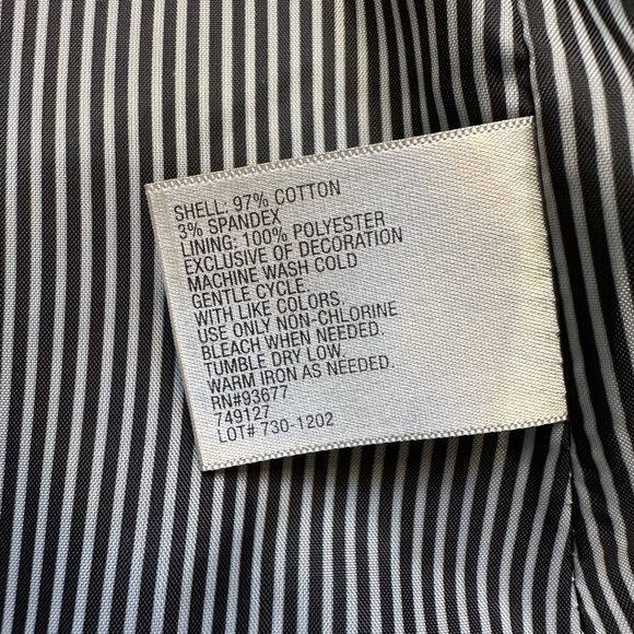 Worthington Cotton/Spandex Blazer Black w White Edging Front Zip Pockets Lined L - Picture 3 of 11